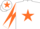 Silk - White, orange star, diabolo on sleeves, orange star on cap