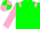 Silk - Green body, pink shoulders, pink arms, pink cap, green quartered