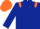 Silk - Dark blue body, orange shoulders, dark blue arms, orange cap, dark blue striped