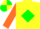 Silk - Yellow body, green diamond, orange arms, orange cap, yellow quartered