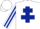 Silk - White, Dark Blue Cross of Lorraine, striped sleeves