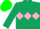 Silk - Dark green, pink triple diamond, green cap
