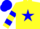 Silk - Yellow, blue star, hooped sleeves, blue cap