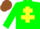 Silk - Green body, yellow cross of lorraine, green arms, brown cap