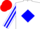 Silk - White body, blue diamond, white arms, blue striped, red cap
