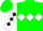 Silk - Green, black & white diamond hoop, white sleeves, black diamond hoops
