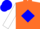 Silk - Orange, blue diamond band on white sleeves, blue cap