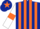Silk - Dark Blue and Orange stripes, White sleeves, Orange armlets, Dark Blue cap, Orange star