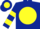 Silk - Dark blue,  dark blue 't' on yellow disc, yellow bars on sleeves