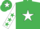 Silk - emerald green, white star, white sleeves, emerald green stars, emerald green cap, white star