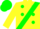 Silk - Yellow, Green Sash, Green spots On Yellow Sleeves, Green Cap