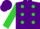 Silk - Purple, lime green spots, lime green sleeves, purple cap