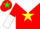 Silk - Red, red srs on white yoke, green shamrock and yellow star of david on red and white halved sleeves