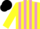 Silk - Yellow and Mauve stripes, Black cap