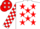 Silk - White, Red stars, Red and White check sleeves
