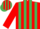 Silk - RED & EMERALD GREEN STRIPES, red sleeves, striped cap