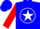 Silk - Blue, red 'mm' on white star, white star in white circle on red sleeves