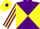 Silk - Purple and Yellow diabolo, striped sleeves, Yellow cap, Purple diamond