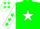 Silk - Green, white star in horseshoe, white sleeves with green stars