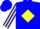 Silk - Blue, yellow 'cj' in yellow diamond frame, yellow diamond stripe on sleeves