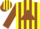 Silk - Yellow, brown triangle, brown stripes on sleeves