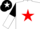Silk - White, Red star, Black and White halved sleeves, Black cap, White star