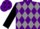 Silk - Purple, grey diamonds, black  panel, black 'fgf' on grey diamonds on black sleeves