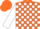 Silk - Orange, white 'm', white blocks on sleeves, orange cap