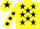 Silk - Yellow, Black stars, Yellow sleeves, Black spots, Yellow cap, Black star