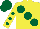 Silk - Yellow, large Dark Green spots, Yellow sleeves, Dark Green spots, Dark Green cap