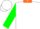 Silk - White, orange collar, orange bars on green sleeves, white cap