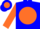 Silk - Blue, blue s on orange disc in front, blue bars on orange sleeves
