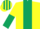 Silk - Yellow, dark green stripe, halved sleeves, striped cap