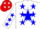 Silk - White, red  white and blue star with blue stars on back