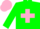 Silk - Green, pink cross belts, green sleeves, pink cap