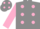 Silk - Grey, pink spots, pink sleeves, grey cap, pink spots