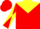 Silk - Red, yellow yoke and 'k', red and yellow diagonally quartered sleeves, red cap