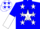 Silk - Blue, white circled star, multi-colored stars on blue and white halved sleeves