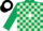 Silk - Dark green, light green blocks, black knight on white disc on back