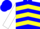 Silk - Blue, green and brown emblem, yellow chevrons, white sleeves