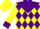 Silk - Yellow, purple yoke, yellow y- lo, purple diamonds, purple cuffs