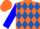 Silk - Fluorescent orange, royal blue diamonds, blue sleeves, fluorescent orange cap
