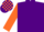 Silk - Purple, orange 'b f', purple blocks on orange sleeves