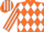 Silk - Orange and white diamonds, striped sleeves and cap
