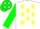 Silk - White, green and yellow shield, yellow stars on green sleeves