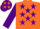 Silk - Orange body, purple stars, purple arms, purple cap, orange stars