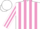 Silk - White body, mauve striped, white arms, mauve striped, white cap, mauve striped