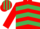 Silk - Red and Emerald Green chevrons, striped cap