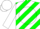 Silk - Green, white diagonal stripes, red jj hb on white disc, white sleeves, white cap