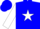 Silk - Blue, red 'e' on white star, white sleeves